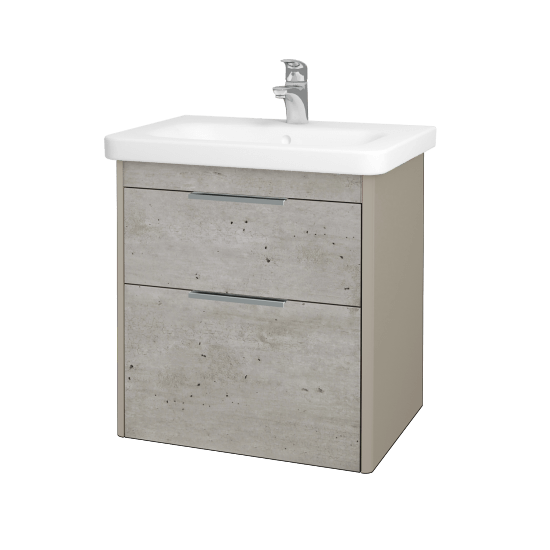 Badezimmerschrank TORO SZZ2 65  - L04 Taupe Lack Hochglanz - D01 Beton