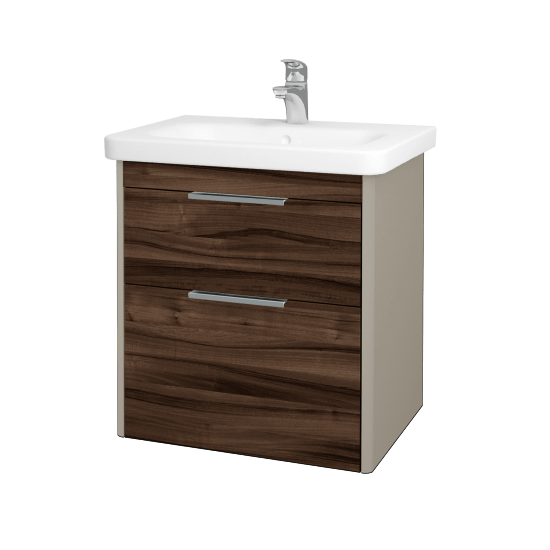 Badezimmerschrank TORO SZZ2 65  - L04 Taupe Lack Hochglanz - D06 Nussbaum