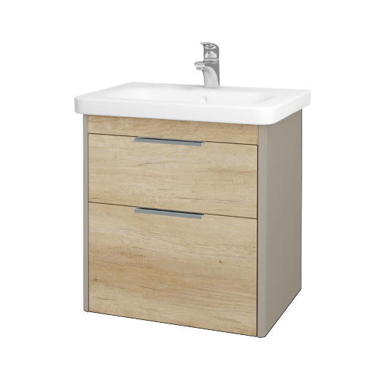 Badezimmerschrank TORO SZZ2 65  - L04 Taupe Lack Hochglanz - D15 Eiche Nebraska