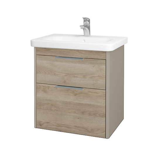 Badezimmerschrank TORO SZZ2 65  - L04 Taupe Lack Hochglanz - D17 Eiche Colorado