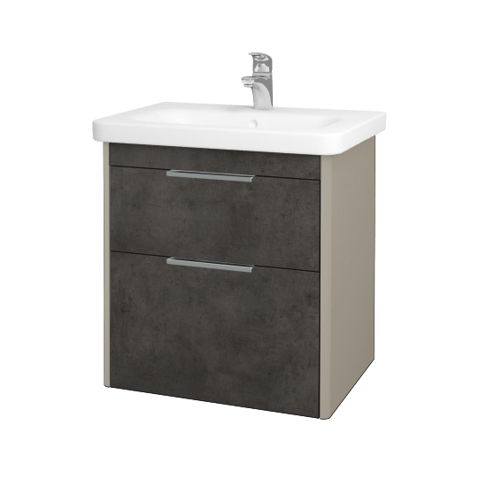 Badezimmerschrank TORO SZZ2 65  - L04 Taupe Lack Hochglanz - D16 Dark Beton