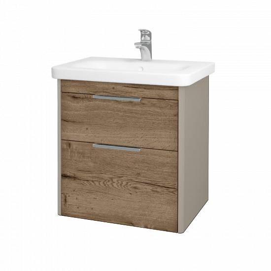 Badezimmerschrank TORO SZZ2 65  - L04 Taupe Lack Hochglanz - D21 Tobacco