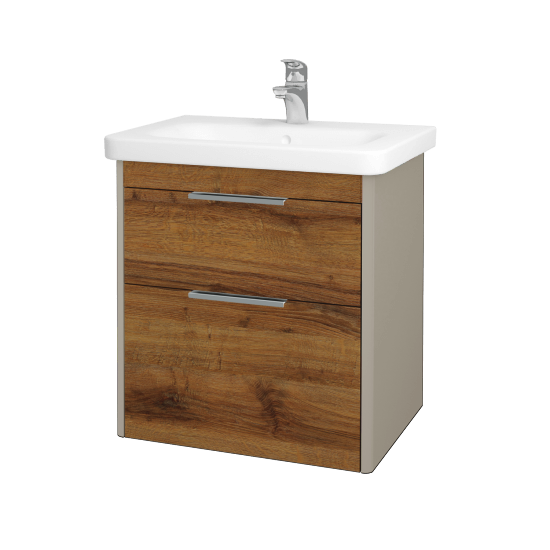 Badezimmerschrank TORO SZZ2 65  - L04 Taupe Lack Hochglanz - D27 Cognac