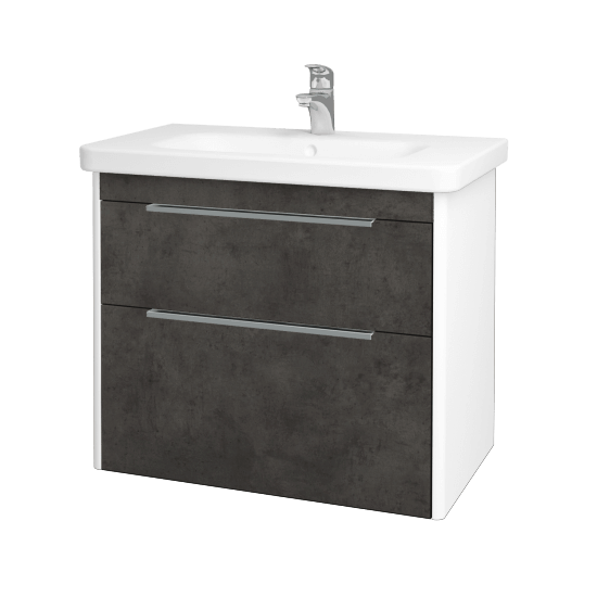 Badezimmerschrank TORO SZZ2 80  - L01 Weiß Lack Hochglanz - D16 Dark Beton