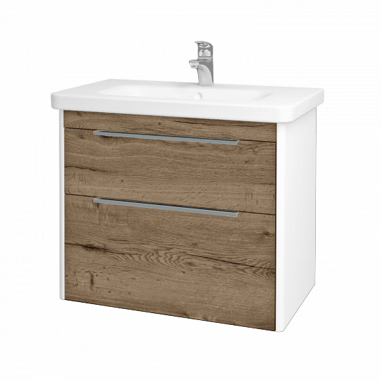 Badezimmerschrank TORO SZZ2 80  - L01 Weiß Lack Hochglanz - D21 Tobacco