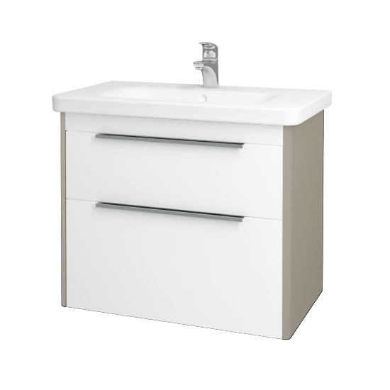 Badezimmerschrank TORO SZZ2 80  - L04 Taupe Lack Hochglanz - L01 Weiß Lack Hochglanz