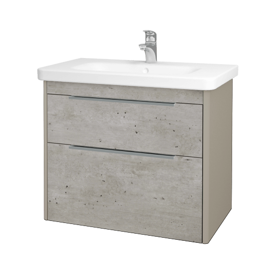 Badezimmerschrank TORO SZZ2 80  - L04 Taupe Lack Hochglanz - D01 Beton