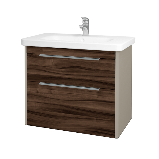 Badezimmerschrank TORO SZZ2 80  - L04 Taupe Lack Hochglanz - D06 Nussbaum