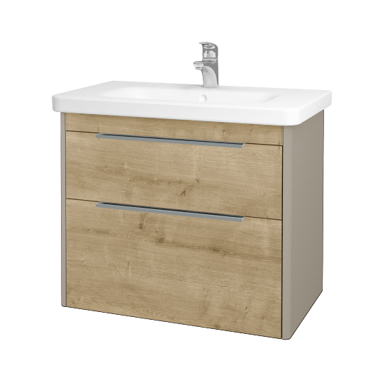 Badezimmerschrank TORO SZZ2 80  - L04 Taupe Lack Hochglanz - D09 Arlington