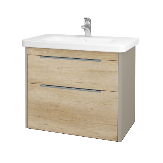Badezimmerschrank TORO SZZ2 80  - L04 Taupe Lack Hochglanz - D15 Eiche Nebraska