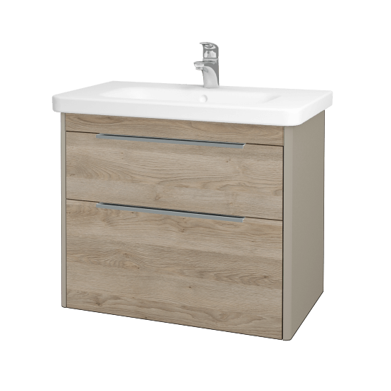 Badezimmerschrank TORO SZZ2 80  - L04 Taupe Lack Hochglanz - D17 Eiche Colorado