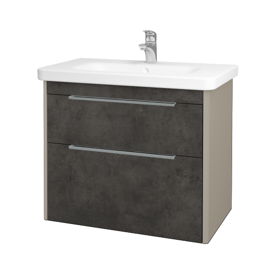 Badezimmerschrank TORO SZZ2 80  - L04 Taupe Lack Hochglanz - D16 Dark Beton
