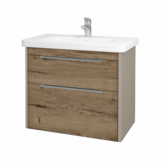 Badezimmerschrank TORO SZZ2 80  - L04 Taupe Lack Hochglanz - D21 Tobacco