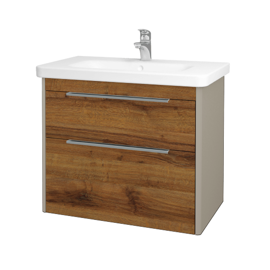 Badezimmerschrank TORO SZZ2 80  - L04 Taupe Lack Hochglanz - D27 Cognac