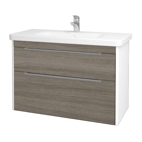 Badezimmerschrank TORO SZZ2 100  - L01 Weiß Lack Hochglanz - D03 Cafe