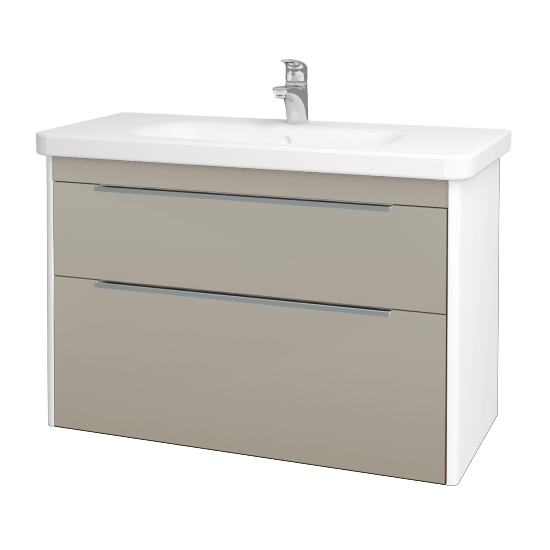 Badezimmerschrank TORO SZZ2 100  - L01 Weiß Lack Hochglanz - L04 Taupe Lack Hochglanz