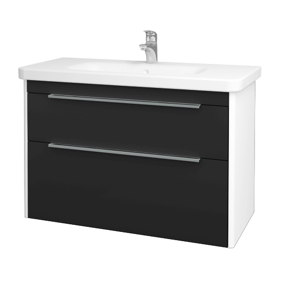 Badezimmerschrank TORO SZZ2 100  - L01 Weiß Lack Hochglanz - L03 Grau Metallic Lack Hochglanz