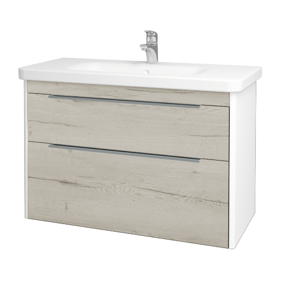 Badezimmerschrank TORO SZZ2 100  - L01 Weiß Lack Hochglanz - D28 Alberta