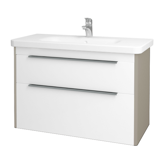Badezimmerschrank TORO SZZ2 100  - L04 Taupe Lack Hochglanz - L01 Weiß Lack Hochglanz