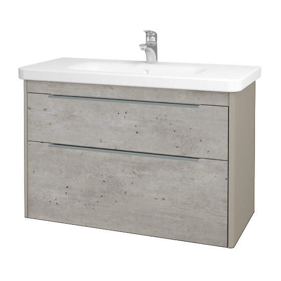 Badezimmerschrank TORO SZZ2 100  - L04 Taupe Lack Hochglanz - D01 Beton