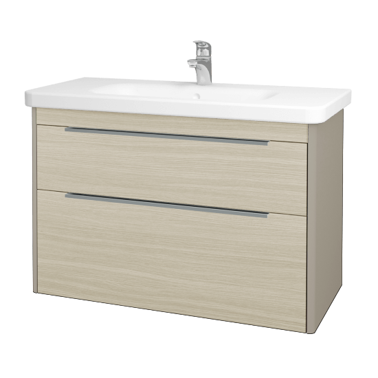 Badezimmerschrank TORO SZZ2 100  - L04 Taupe Lack Hochglanz - D04 Eiche