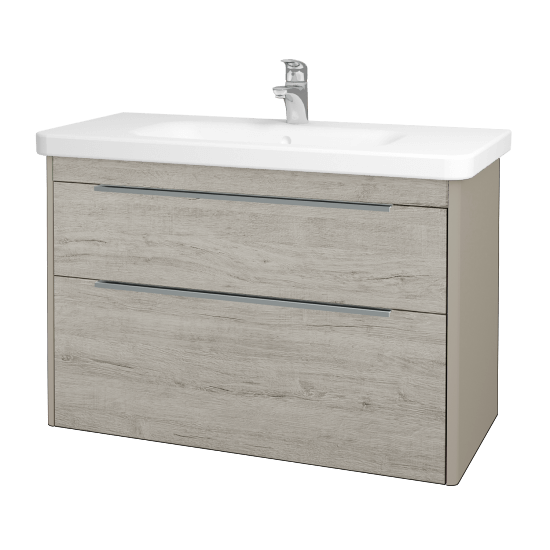Badezimmerschrank TORO SZZ2 100  - L04 Taupe Lack Hochglanz - D05 Oregon
