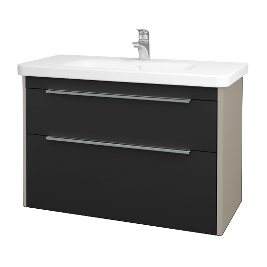 Badezimmerschrank TORO SZZ2 100  - L04 Taupe Lack Hochglanz - L03 Grau Metallic Lack Hochglanz