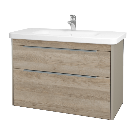 Badezimmerschrank TORO SZZ2 100  - L04 Taupe Lack Hochglanz - D17 Eiche Colorado