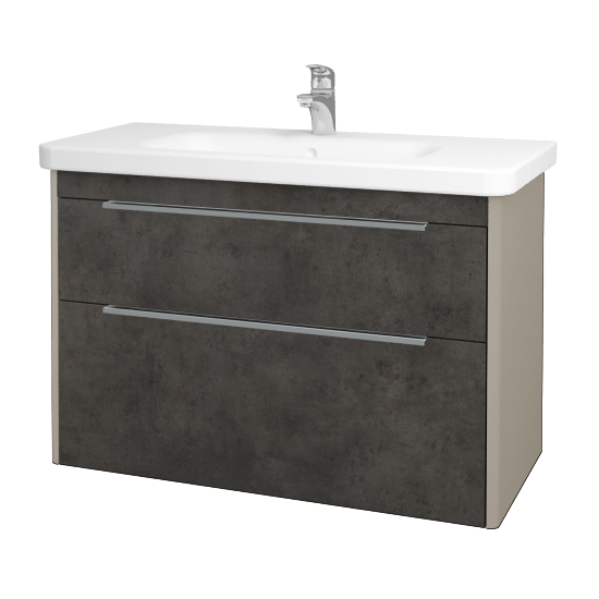 Badezimmerschrank TORO SZZ2 100  - L04 Taupe Lack Hochglanz - D16 Dark Beton