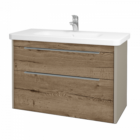 Badezimmerschrank TORO SZZ2 100  - L04 Taupe Lack Hochglanz - D21 Tobacco