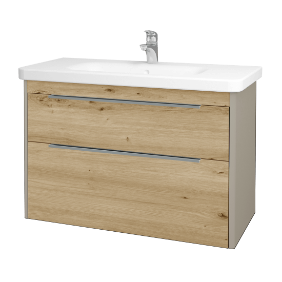 Badezimmerschrank TORO SZZ2 100  - L04 Taupe Lack Hochglanz - D22 Caramel