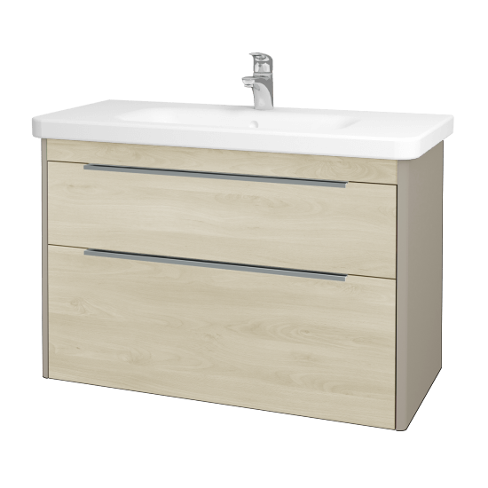 Badezimmerschrank TORO SZZ2 100  - L04 Taupe Lack Hochglanz - D24 Ohio
