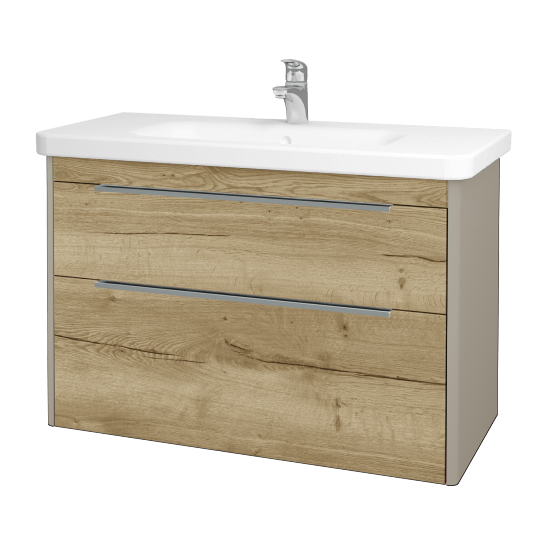 Badezimmerschrank TORO SZZ2 100  - L04 Taupe Lack Hochglanz - D26 Ontario