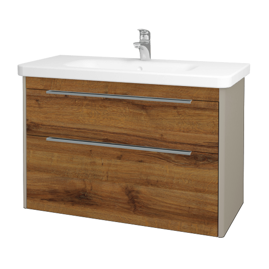 Badezimmerschrank TORO SZZ2 100  - L04 Taupe Lack Hochglanz - D27 Cognac