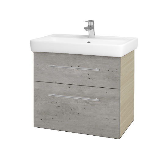 Waschtischunterschrank NEXT SZZ2 70 (Waschtisch Q)  - D04 Eiche - Griff T02 - D01 Beton