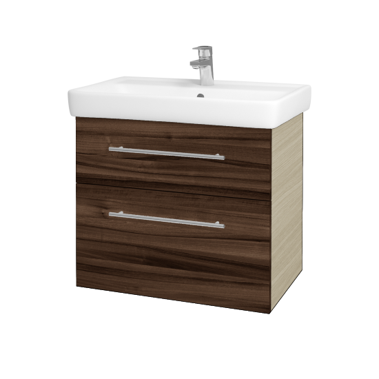 Waschtischunterschrank NEXT SZZ2 70 (Waschtisch Q)  - D04 Eiche - Griff T02 - D06 Nussbaum