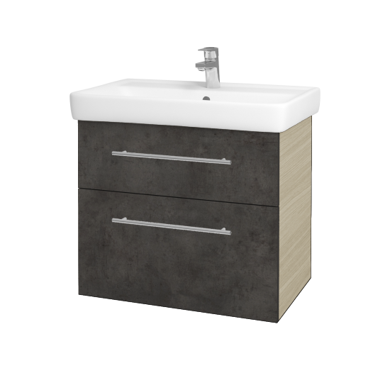 Waschtischunterschrank NEXT SZZ2 70 (Waschtisch Q)  - D04 Eiche - Griff T02 - D16 Dark Beton