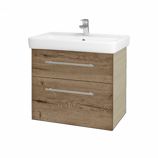 Waschtischunterschrank NEXT SZZ2 70 (Waschtisch Q)  - D04 Eiche - Griff T02 - D21 Tobacco