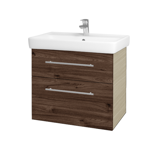 Waschtischunterschrank NEXT SZZ2 70 (Waschtisch Q)  - D04 Eiche - Griff T02 - D25 Teak