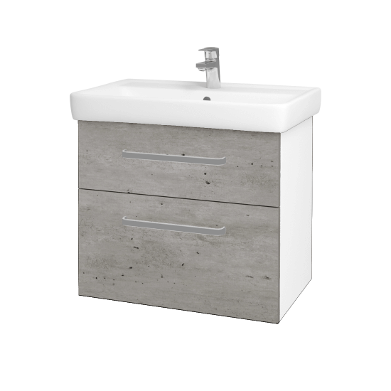Badezimmerschrank NEXT SZZ2 70  - N01 Weiß Hochglanz - Griffes T01 - D01 Beton