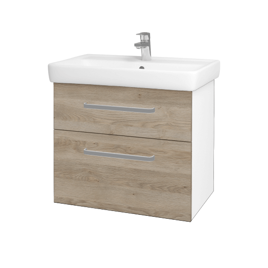 Badezimmerschrank NEXT SZZ2 70  - N01 Weiß Hochglanz - Griffes T01 - D17 Eiche Colorado