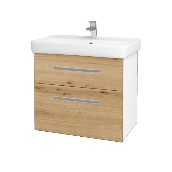 Badezimmerschrank NEXT SZZ2 70  - N01 Weiß Hochglanz - Griffes T01 - D22 Caramel