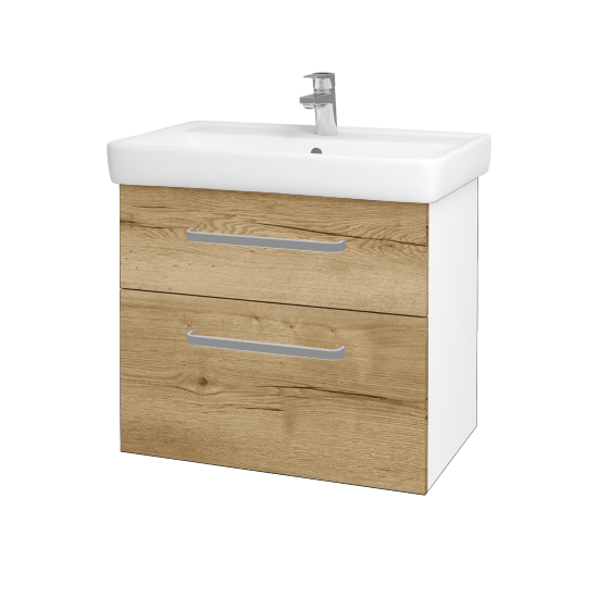 Badezimmerschrank NEXT SZZ2 70  - N01 Weiß Hochglanz - Griffes T01 - D26 Ontario
