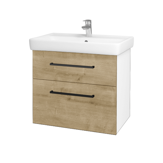 Badezimmerschrank NEXT SZZ2 70  - N01 Weiß Hochglanz - Griffes T06 - D09 Arlington