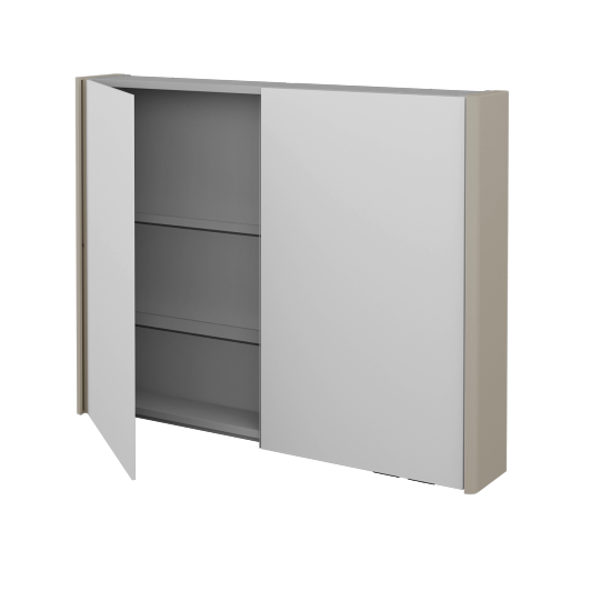 Badezimmer Spiegelschrank TORO GA2OE 100  - L04 Taupe Lack Hochglanz