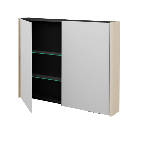 Badezimmer Spiegelschrank TORO GA2OE 100  - L19 Cream Lack Hochglanz