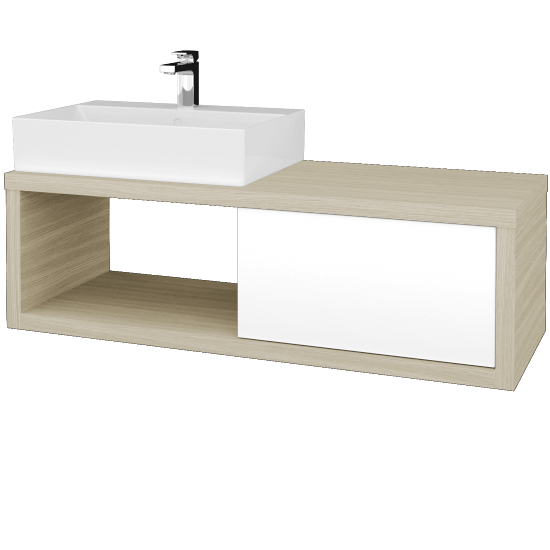 Waschtischunterschrank MOVE SZZO 120 (Waschtisch Kube)  - D04 Eiche - L01 Weiß Lack Hochglanz - Links