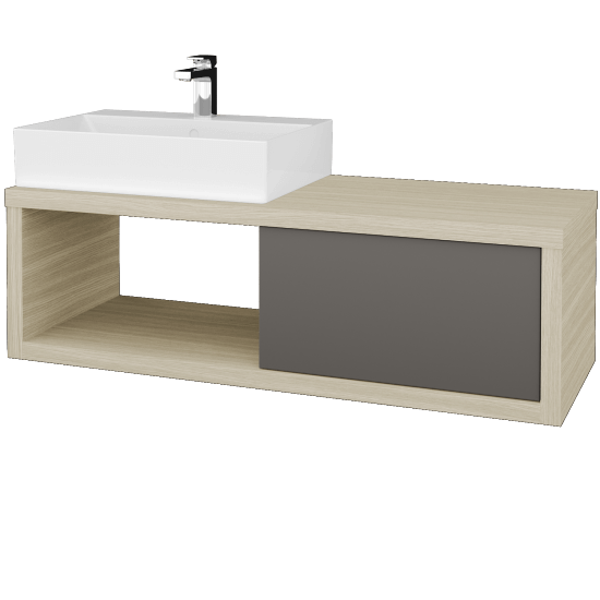 Waschtischunterschrank MOVE SZZO 120 (Waschtisch Kube)  - D04 Eiche - N06 Lava - Links