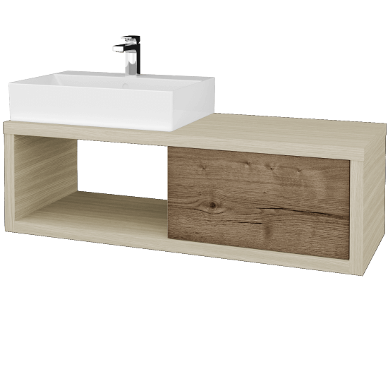 Waschtischunterschrank MOVE SZZO 120 (Waschtisch Kube)  - D04 Eiche - D21 Tobacco - Links