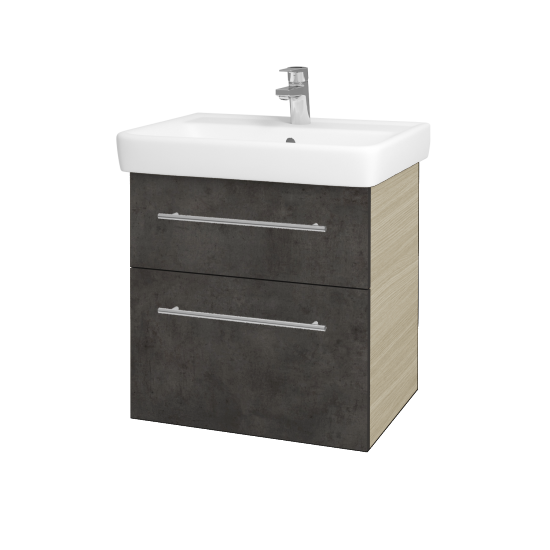 Waschtischunterschrank NEXT SZZ2 60 (Waschtisch Q)  - D04 Eiche - Griff T02 - D16 Dark Beton